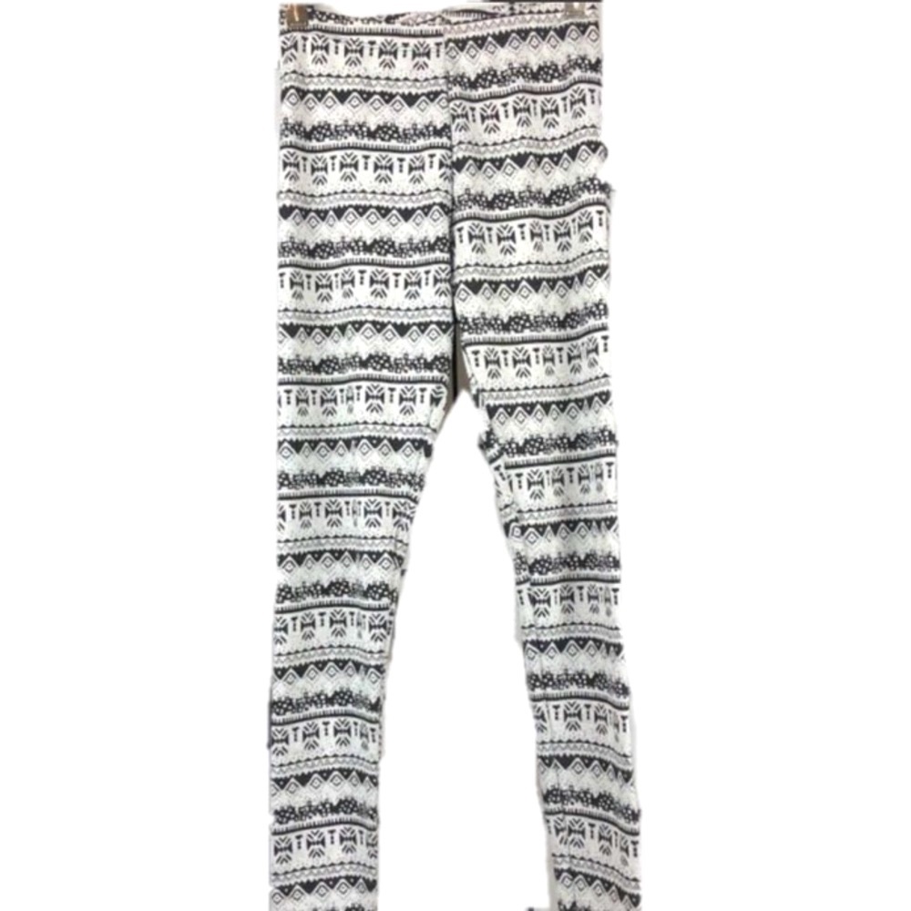 NOLLIE Pattern Gray Black Stretchy Full Comfy Aztec Tribal Skater Leggings S